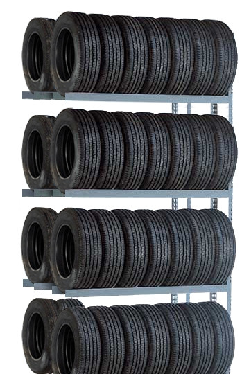 ADDER | 64 Tire Double Row Automotive Storage Shelving | 4 Shelves